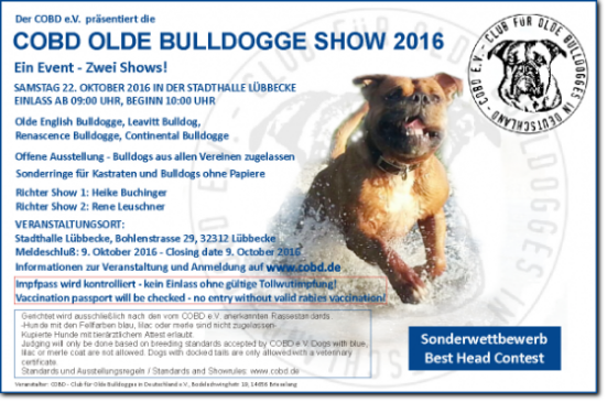 Showflyer COBD Olde Bulldogge Show 2016