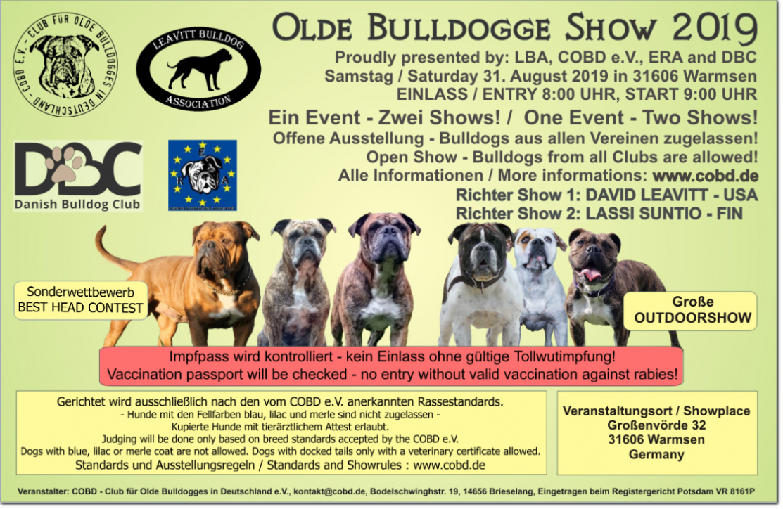 Showflyer COBD Olde Bulldogge Show 2019